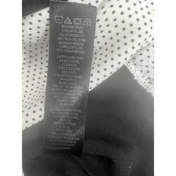 Adrianna Papell Twofer Ruffle Neck Black & Ivory Polka Dot Layered Sweater M - Picture 13 of 15